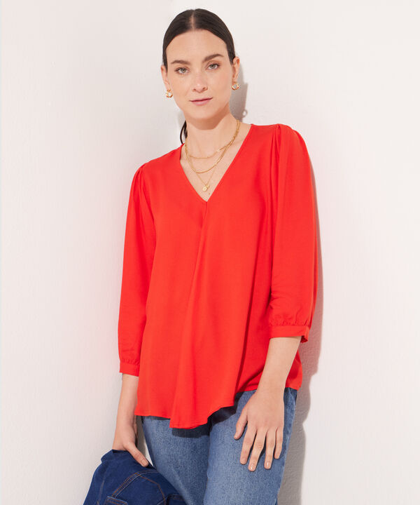 Blusa Manga 3/4 Con Vuelo