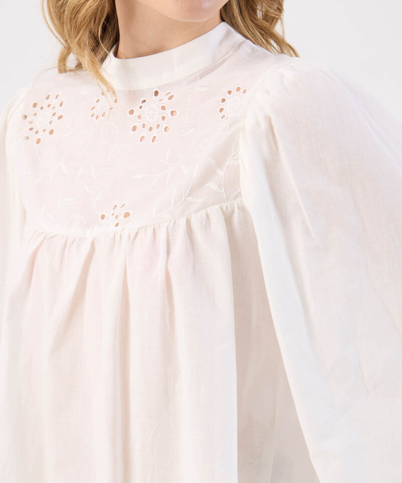 Blusa Bordada Para Mujer Manga Larga Abullonada