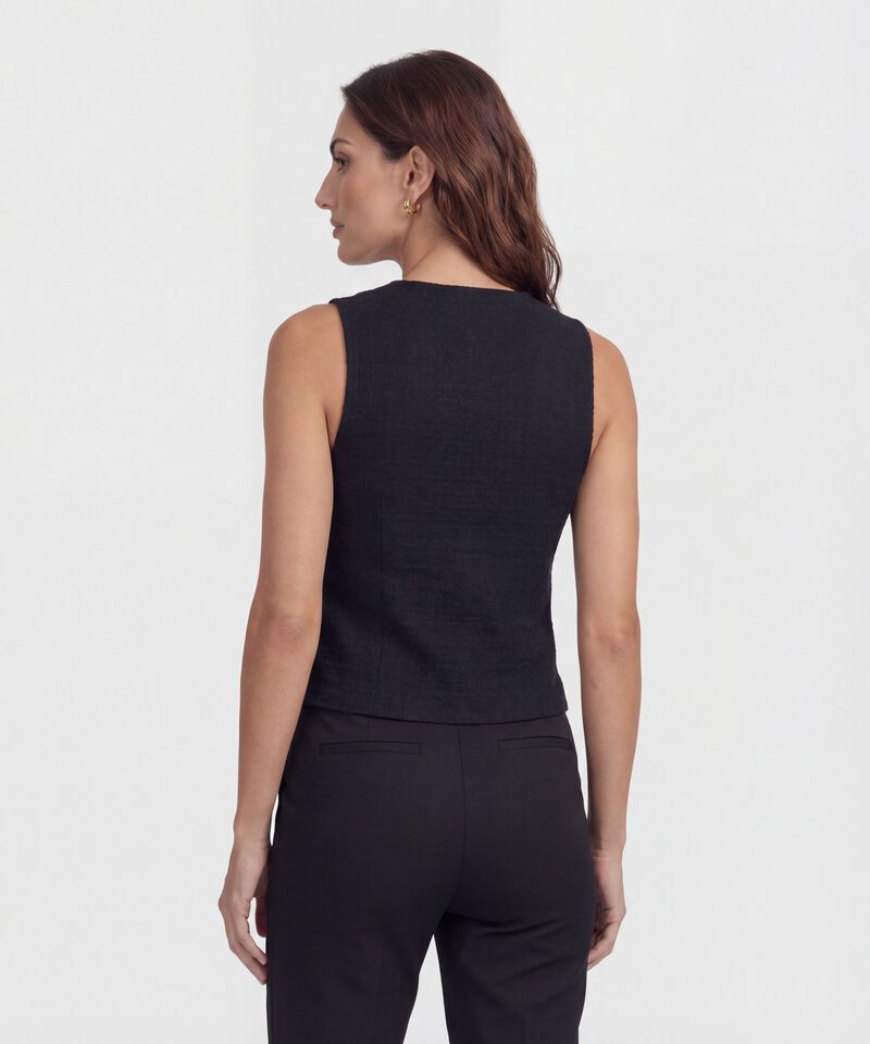 Chaleco Texturizado con Botones de Contraste para Mujer