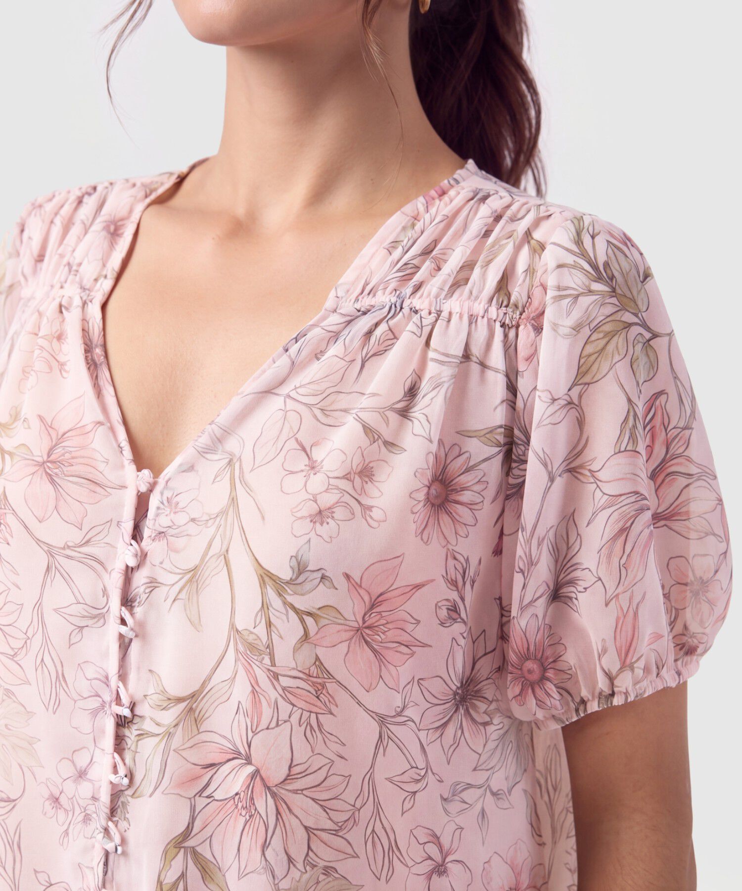 Blusa Escote V Con Botones Para Mujer