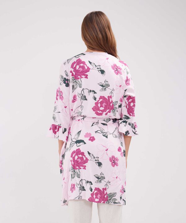 Saco Tipo Kimono Estampado Con Arandela En Mangas 