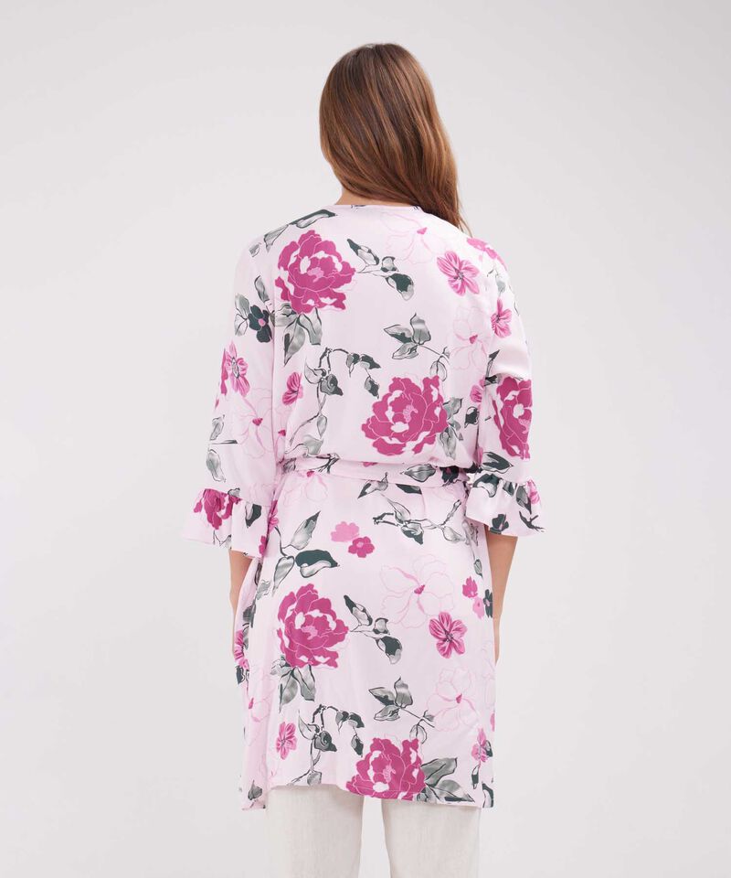 Saco Tipo Kimono Estampado Con Arandela En Mangas 