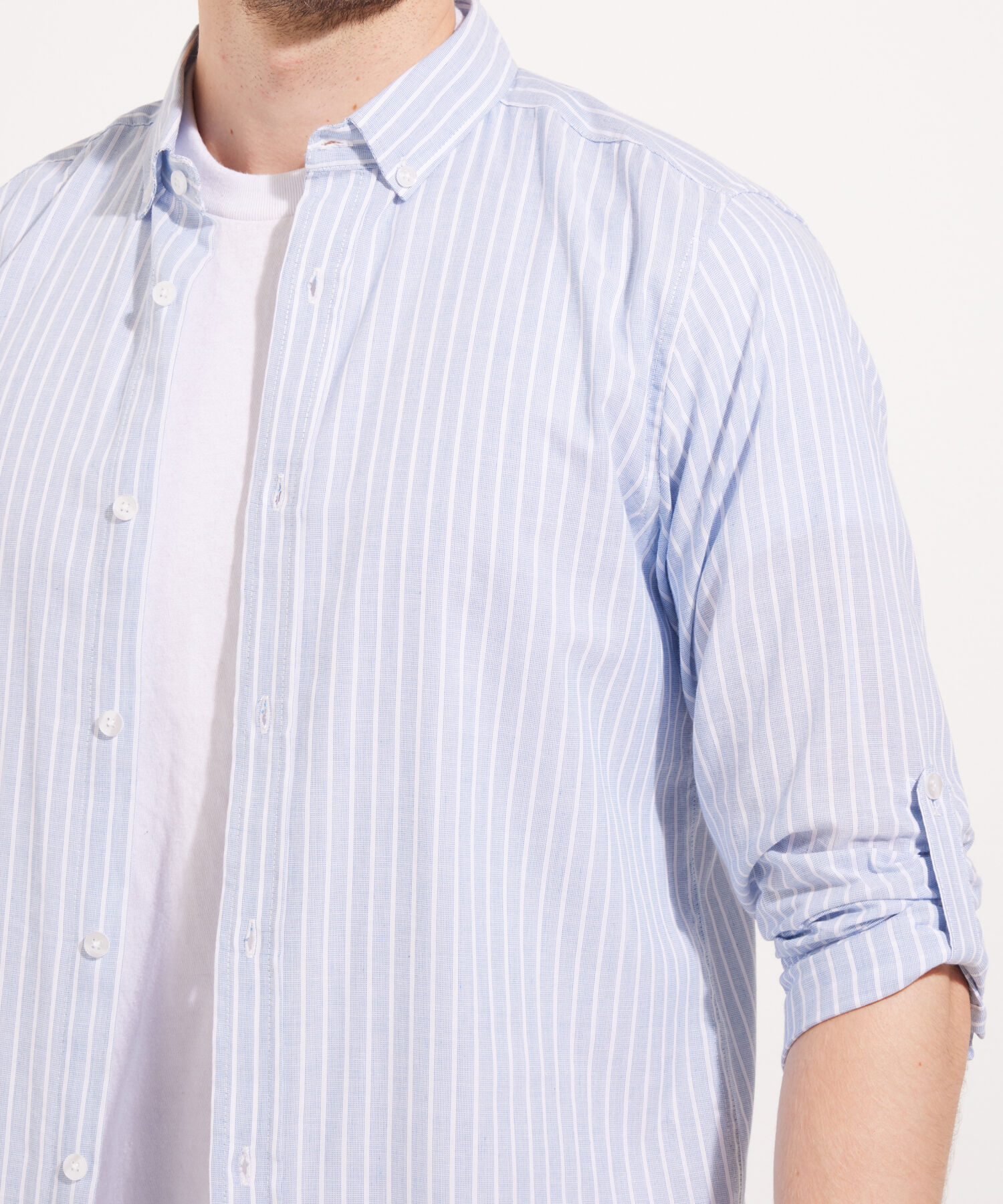 Camisa Manga Larga Preteñida Rayas, Slim