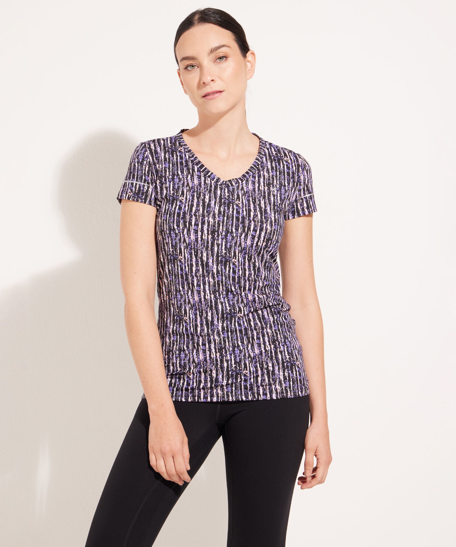 Camiseta Para Mujer, Cuello En V, Manga Corta, Estampada