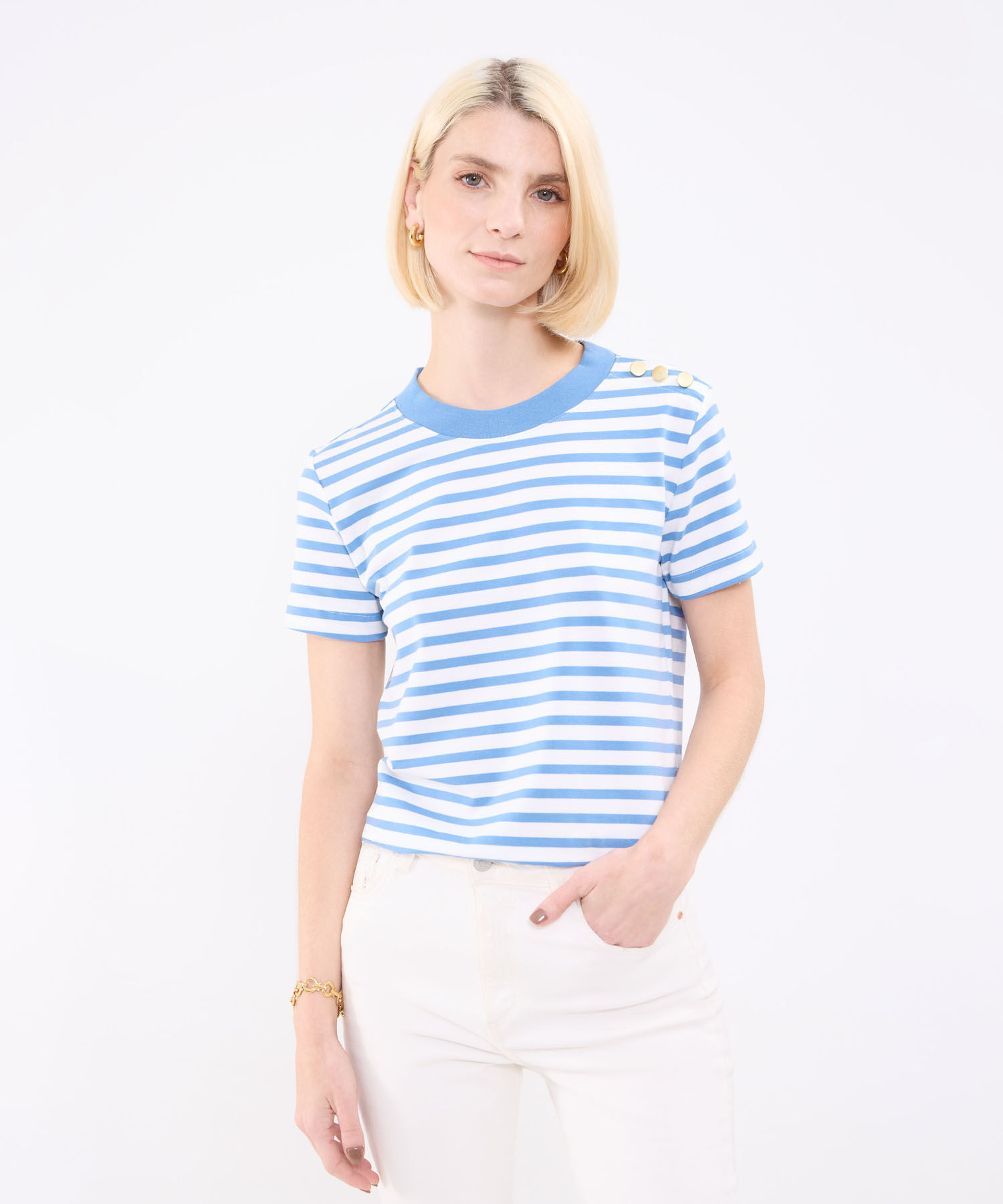 Camiseta A Rayas Para Mujer