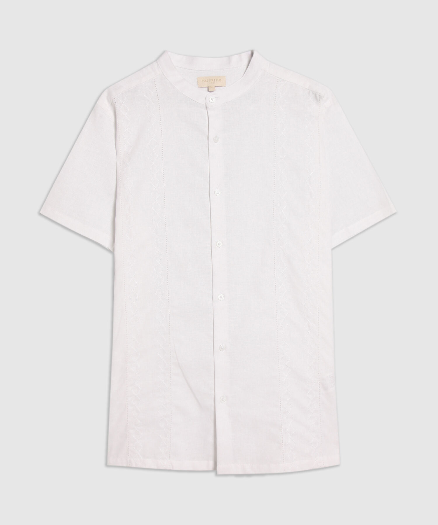 Camisa Guayabera Cuello Neru Bordada En Frente