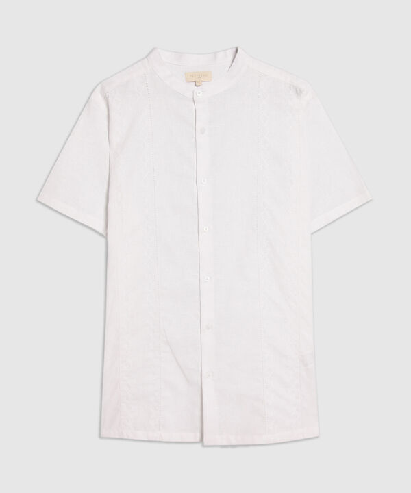 Camisa Guayabera Cuello Neru Bordada En Frente