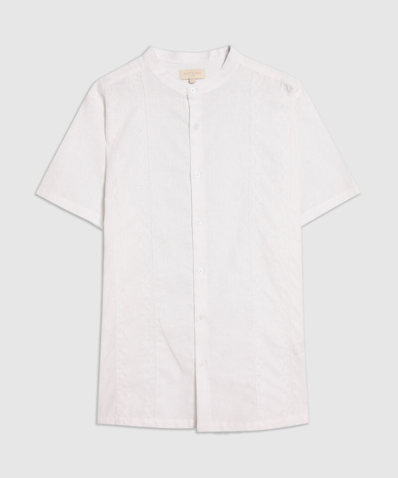 Camisa Guayabera Cuello Neru Bordada En Frente