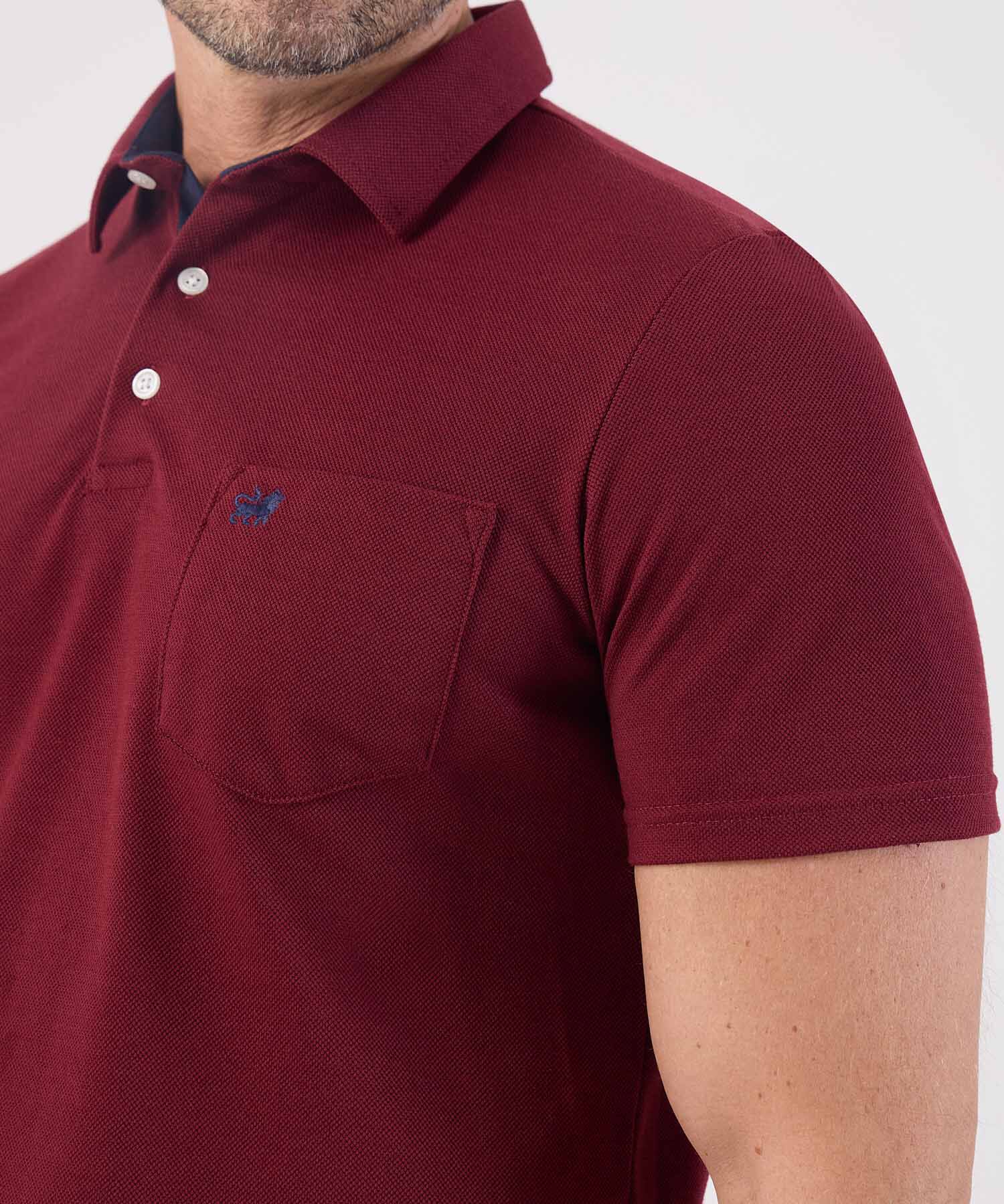 Polo Unicolor, Cuello Duro Con Bolsillo Y Silueta Regular Fit Naranja