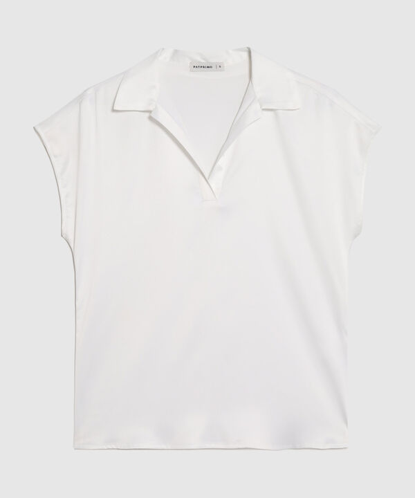 Blusa Unicolor De Cuello Camisero En V Para Mujer image number null