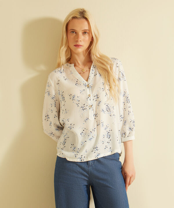 Blusa Manga 3/4 Con Botones En Frente Estampada Monoproducto image number null
