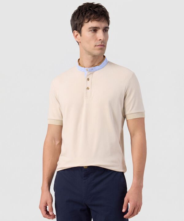 Polo Con Cuello Neru Y Pechera Hombre