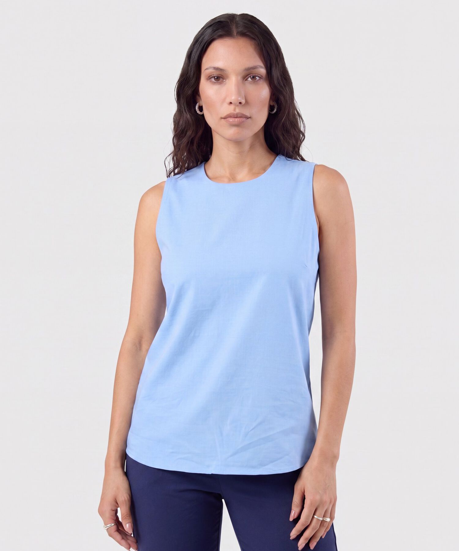 Blusa Sin Mangas Cuello Redondo Para Mujer