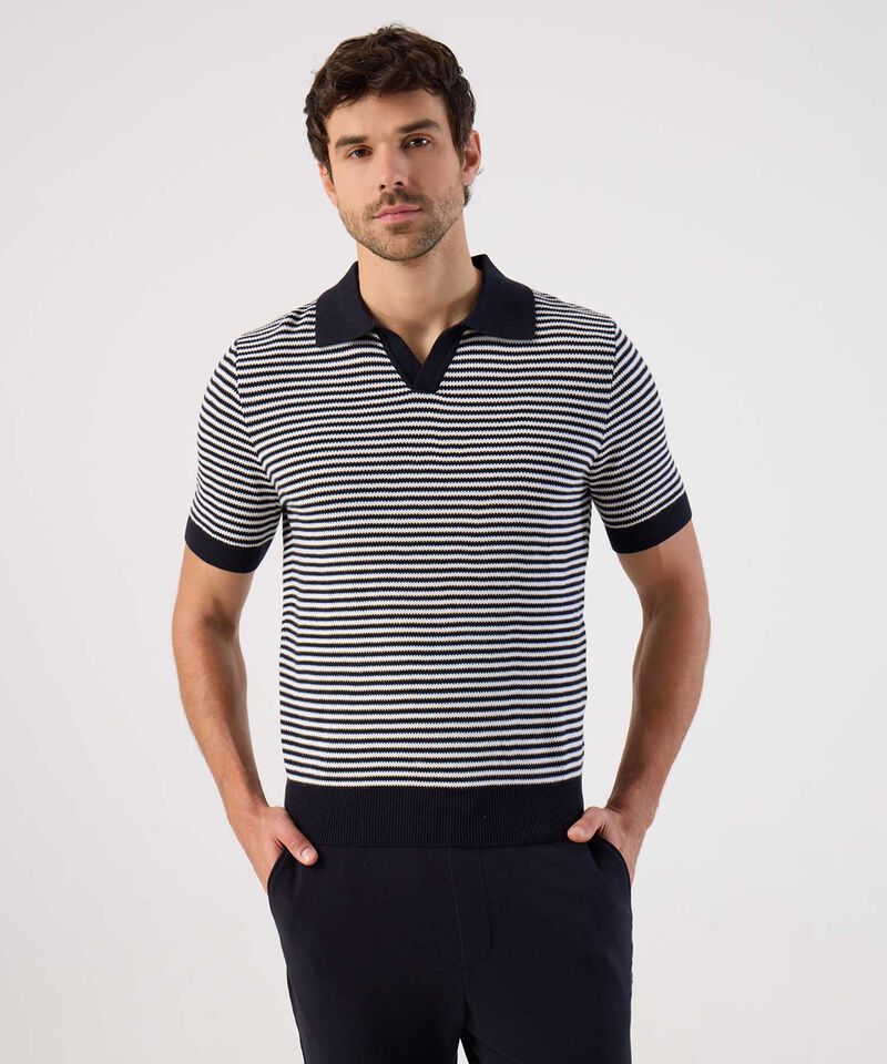 Polo De Punto Microtexturizada A Rayas