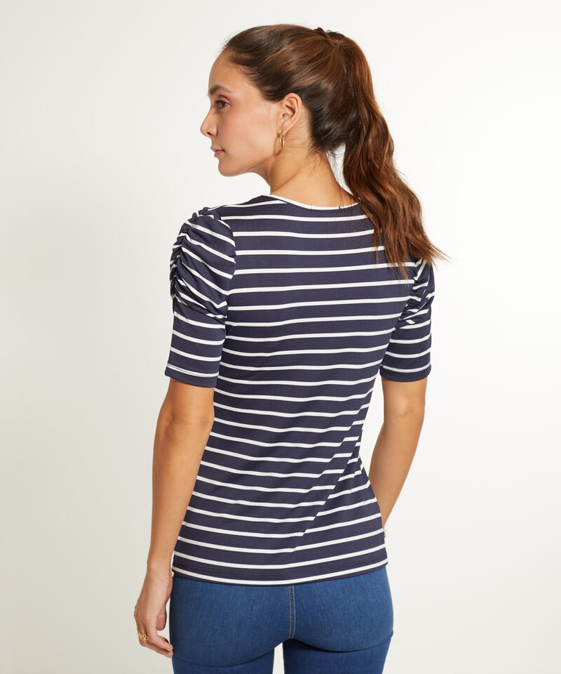 Nautica Camiseta De Manga Corta Con Cuello En V Para Mujer (as1, Alpha, L, Regular, Azul Marino/rayas Blancas, L), Azul Marino, Blanco