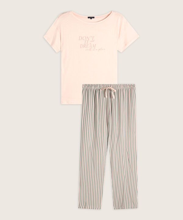 Pijama Corto/Largo. Camiseta Manga Corta Doble Función Y Pantalón Largo Estampado