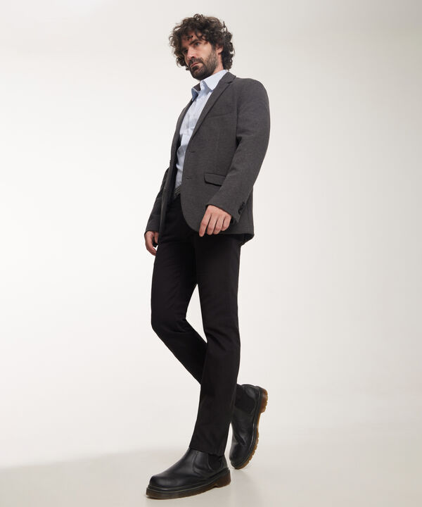 Blazer Manga Larga En Punto Con Bolsillos En Frente