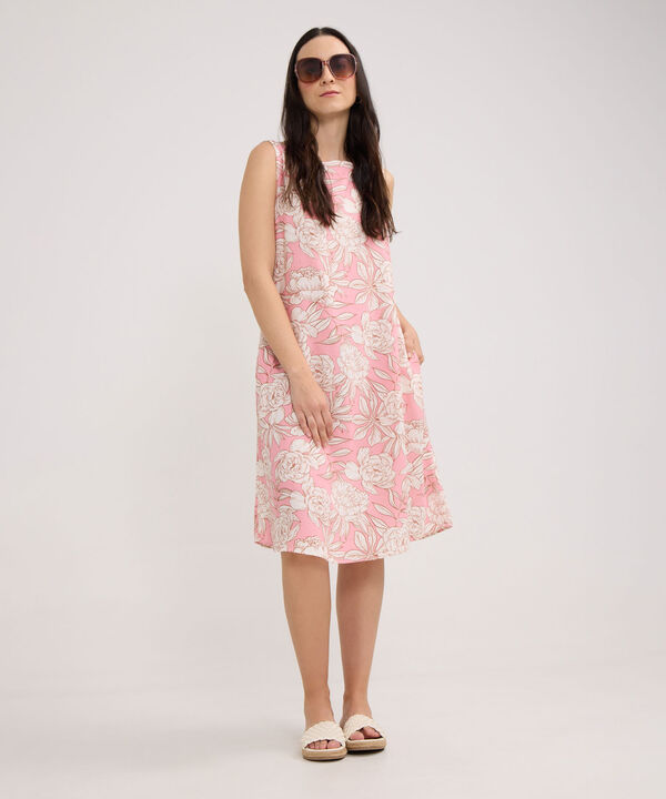 Vestido Estampado Manga Sisa Con Bolsillos Laterales image number null