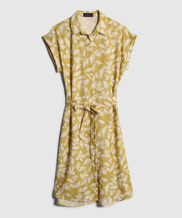 Vestido Camisero En Lino Estampado