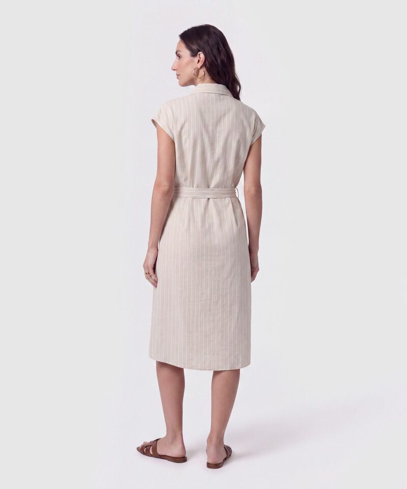 Vestido Midi Camisero Con Lazo Para Mujer