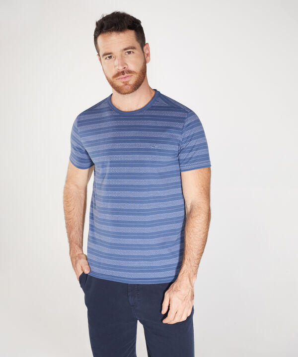 Camiseta Preteñida Textura, Manga Corta Con Cuello Redondo, Traveling Wave Línea Moda