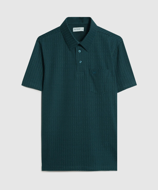Polo Estampada, Cuello Maquina Duro Con Bolsillo, Silueta Regular Fit Blanco