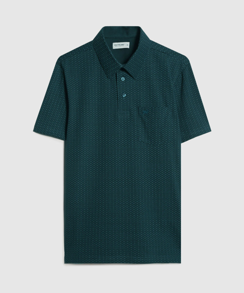 Polo Estampada, Cuello Maquina Duro Con Bolsillo, Silueta Regular Fit Blanco