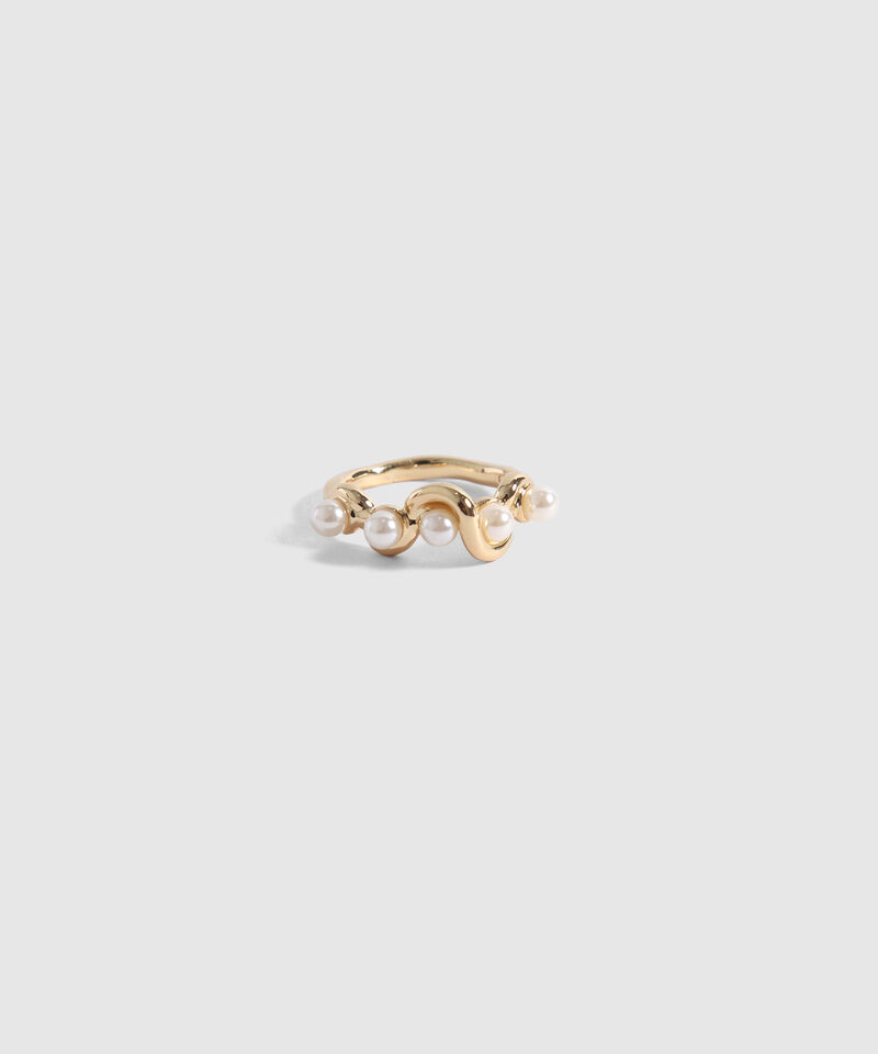 Anillo Dorado con Perlas