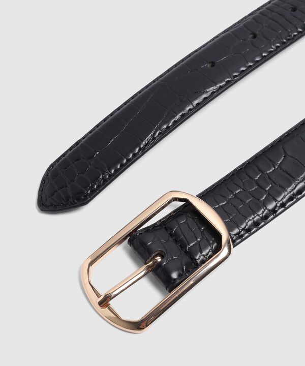 Cinturón Textura Cocodrilo Hebilla Recta Para Mujer image number null