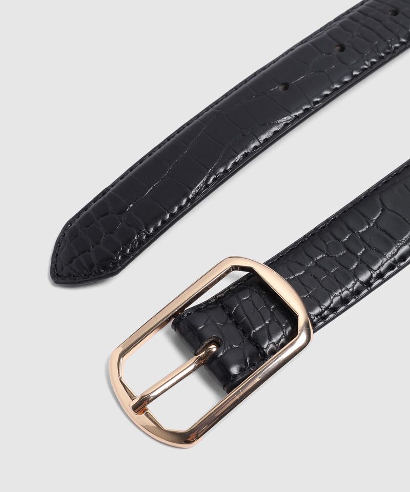 Cinturón Textura Cocodrilo Hebilla Recta Para Mujer