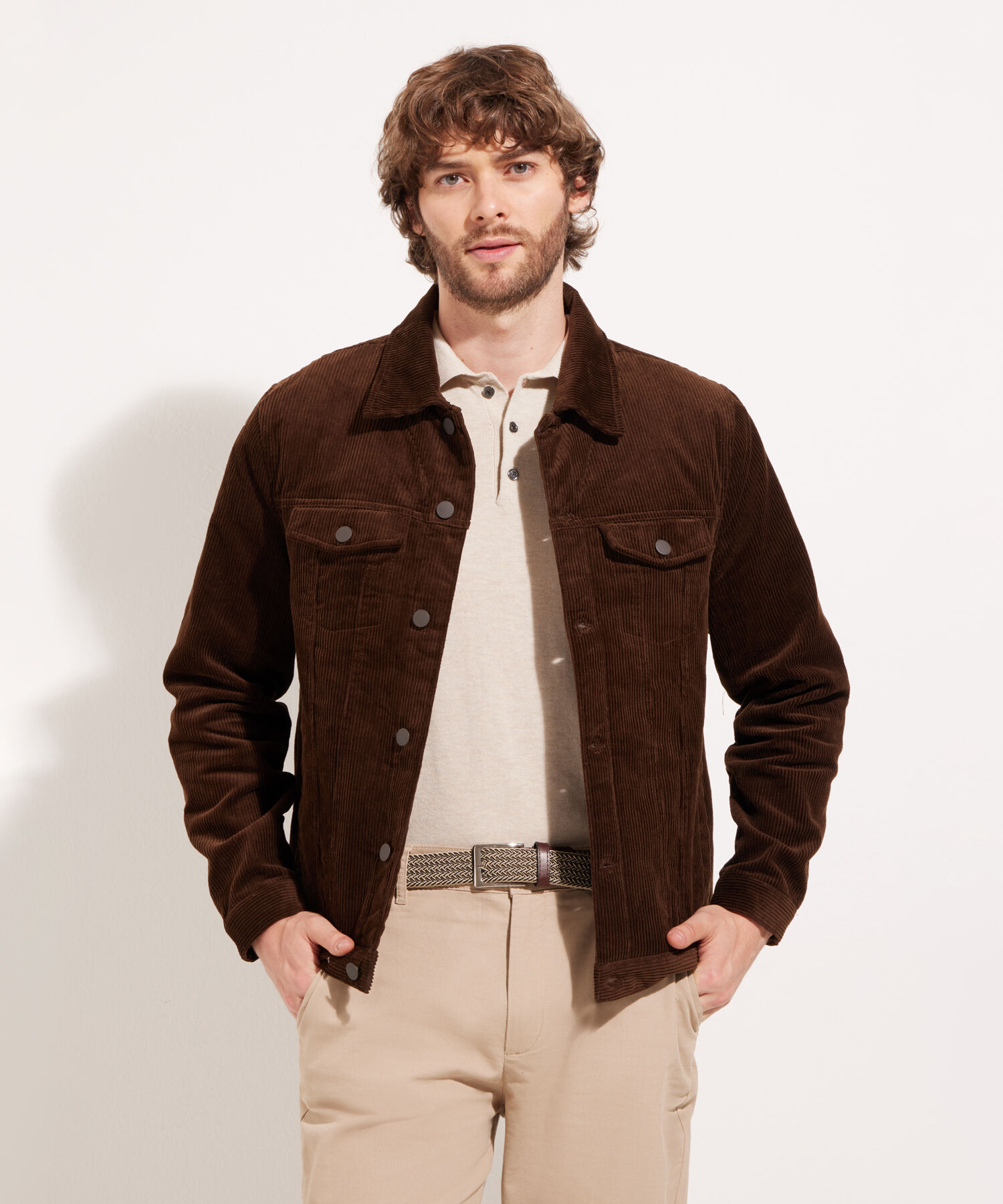 Chaqueta Truker Tejido De Pana Y Acolchado Interno