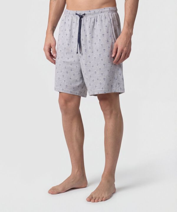 Pijama Corta Abotonada Estampada Para Hombre