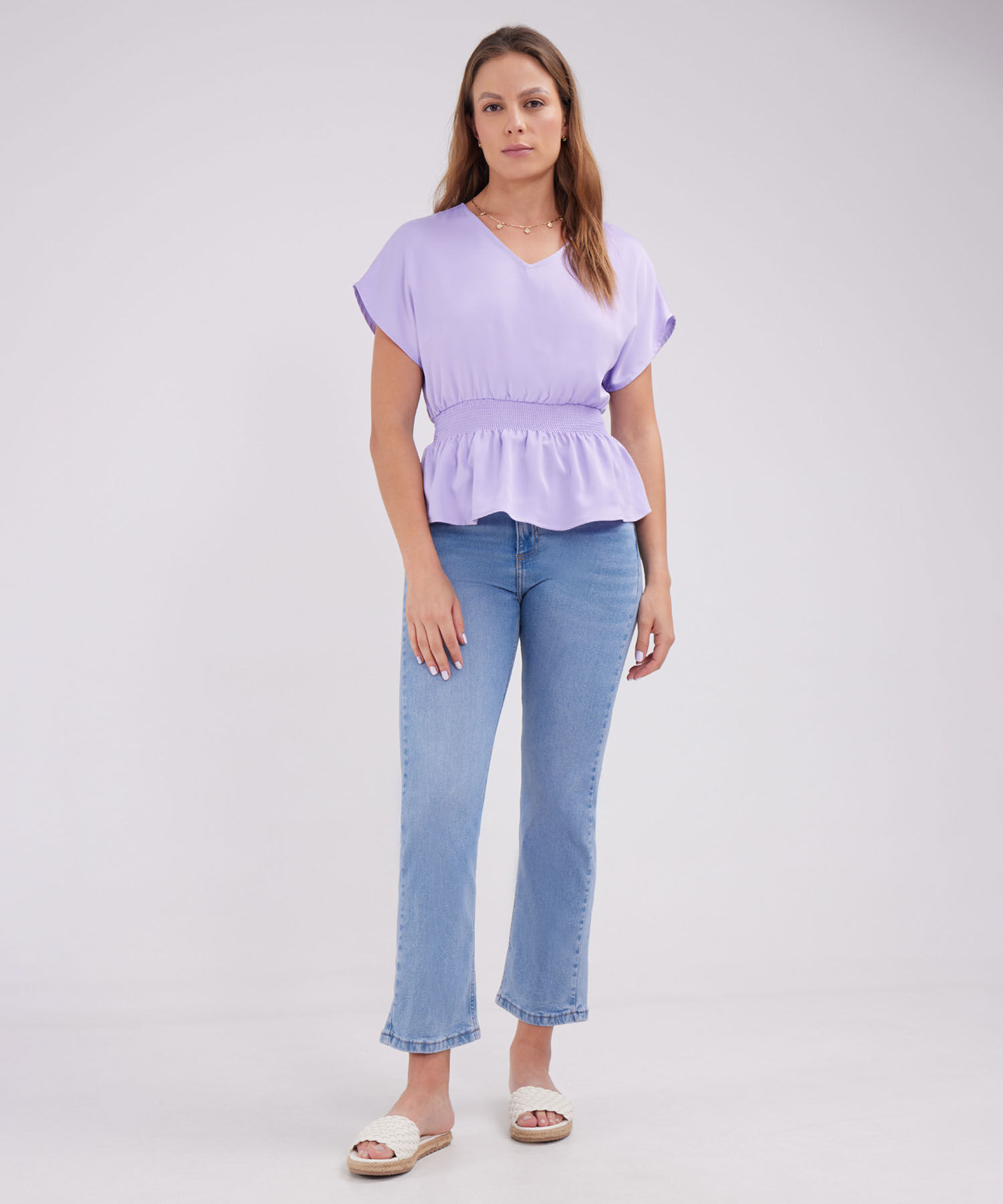 Blusa Manga Corta Unicolor