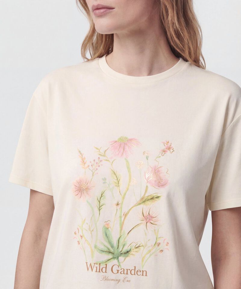 Camiseta De Cuello Redondo Estampada Para Mujer