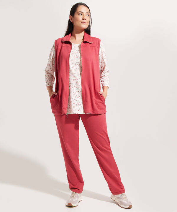 Sudadera Unicolor Con Bolsillos En Chaleco Camiseta Estampada