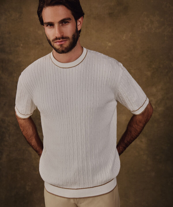 Camiseta Texturizada Manga Corta Para Hombre image number null