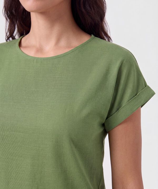 Blusa Manga Con Dobladillo Para Mujer
