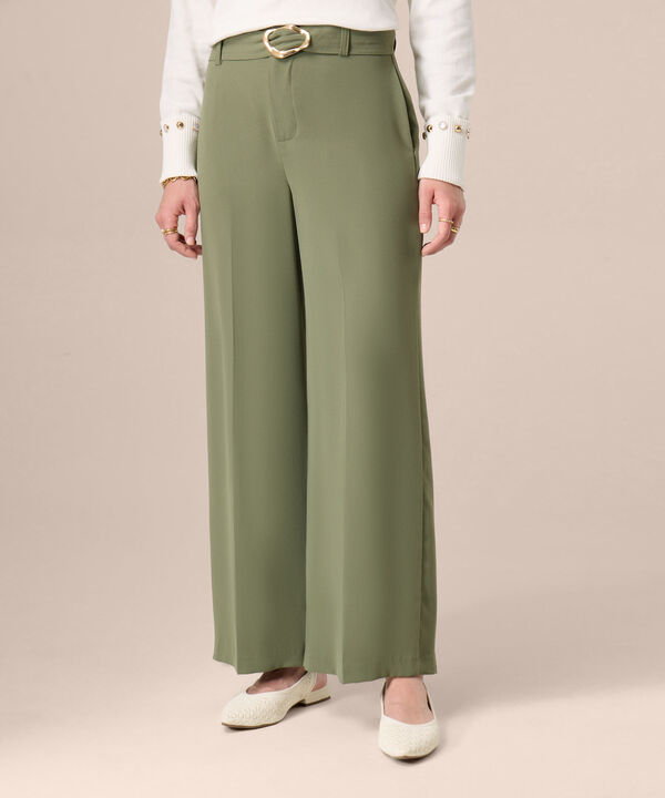 Pantal&oacute;n Wide Leg Con Cintur&oacute;n Para Mujer