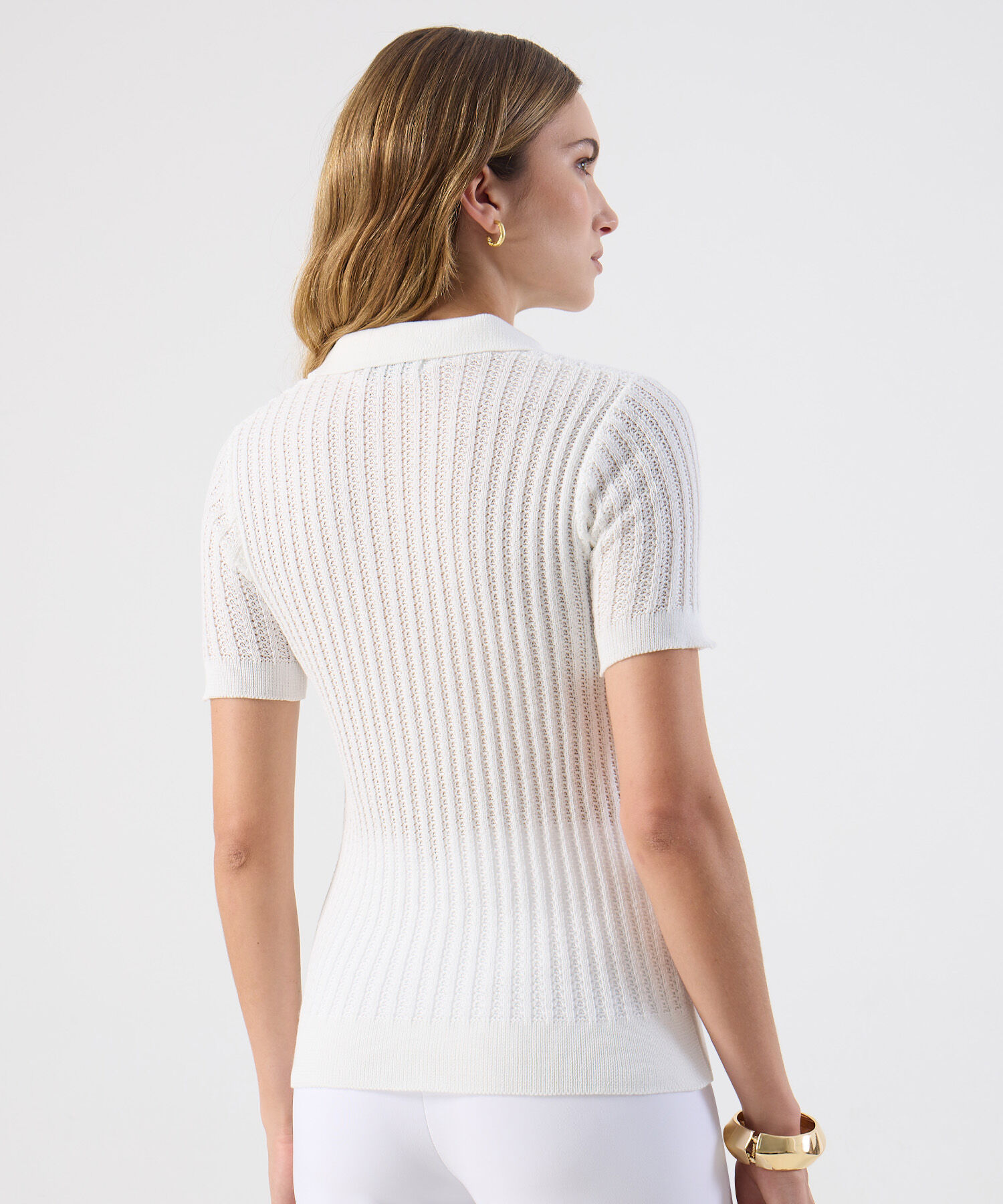 Polo Punto Calado Manga Corta Para Mujer