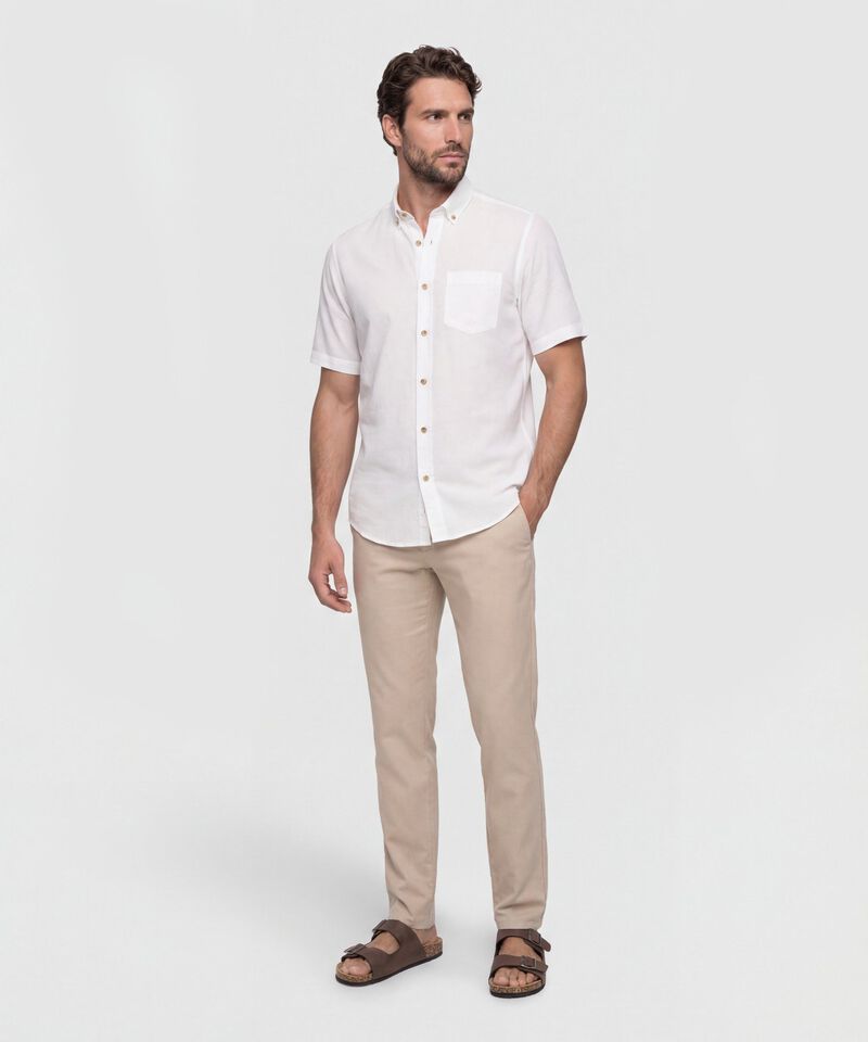 Camisa Hombre Manga Corta con Cuello Button Down