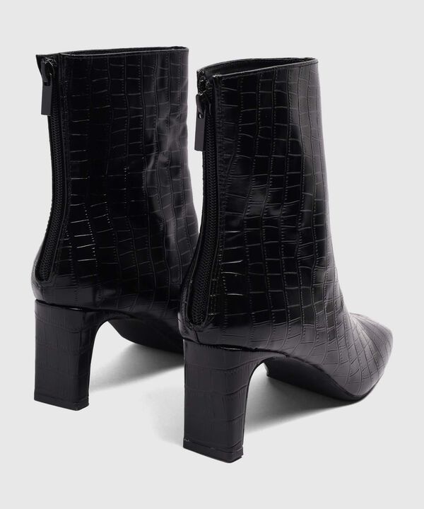 Botines De Tac&oacute;n Con Efecto Croco Para Mujer