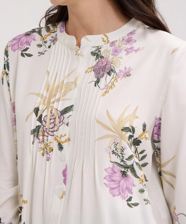 Blusa Con Alforzas Estampada Manga 3/4