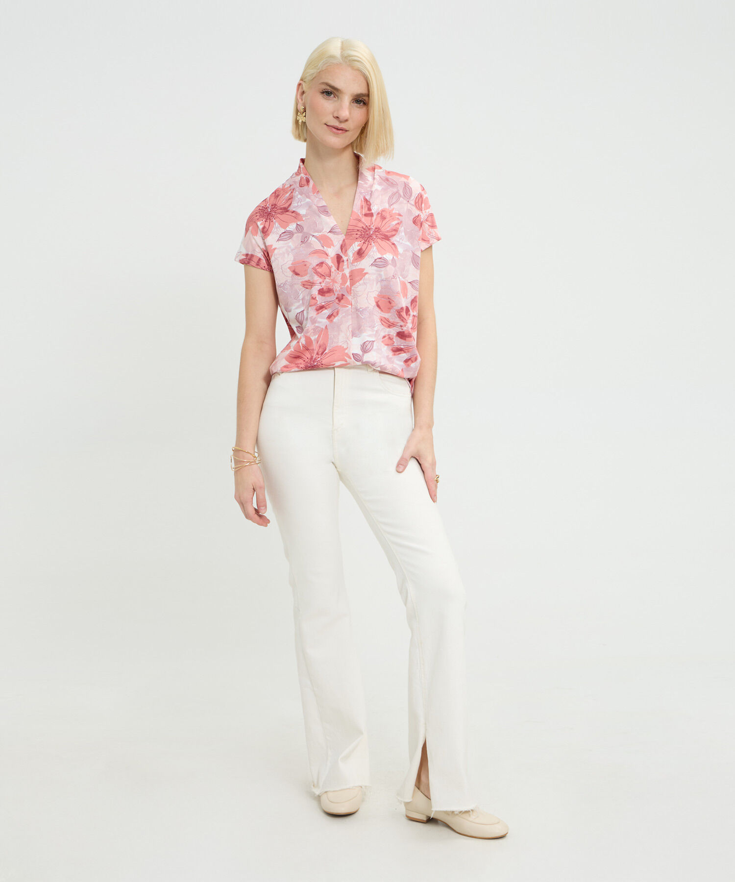 Camiseta Estampada Escote en V