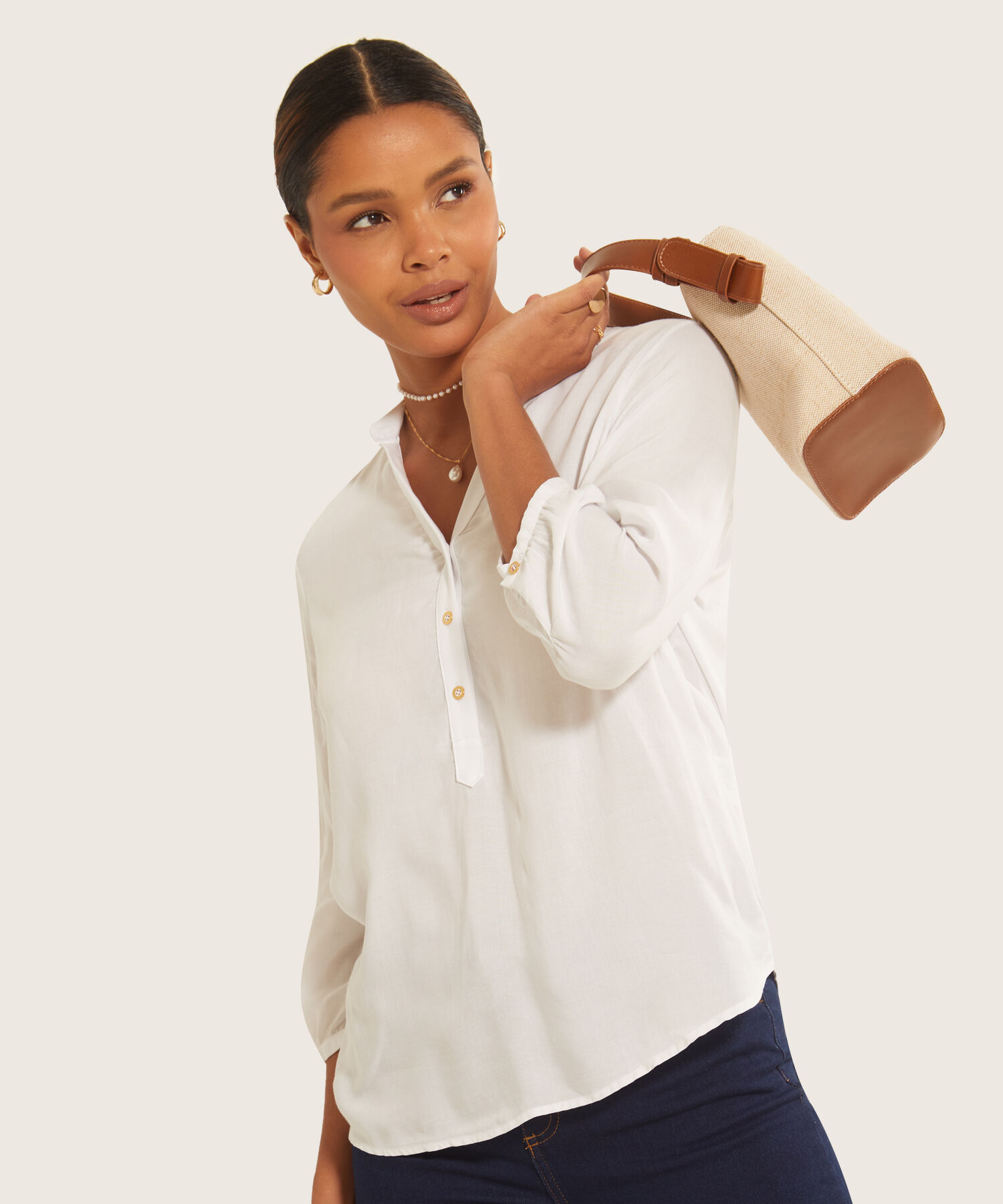 Blusa Manga 3/4 Unicolor