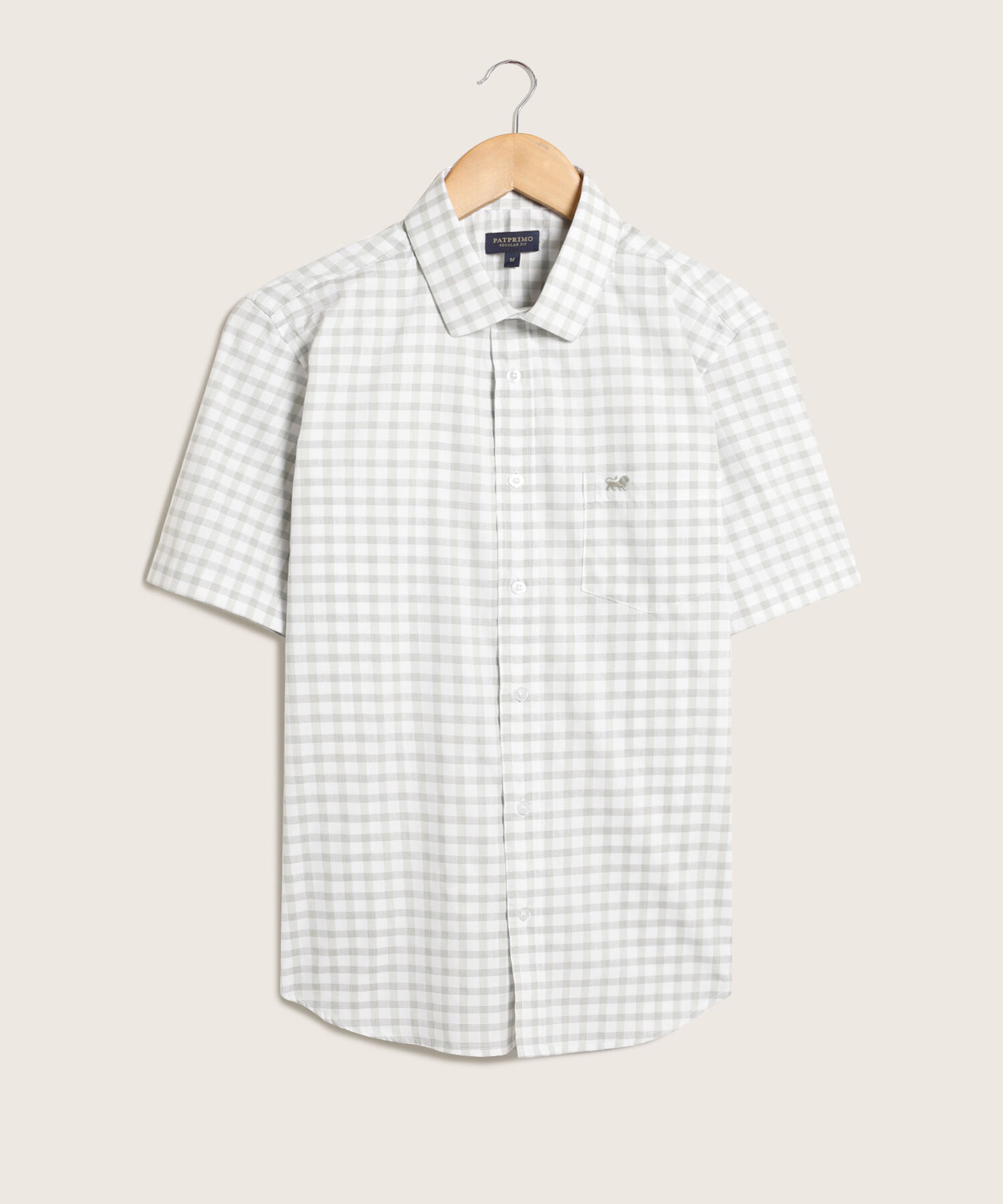 Camisa Preteñida Manga Corta Con Bolsillo Y Silueta Regular Fit