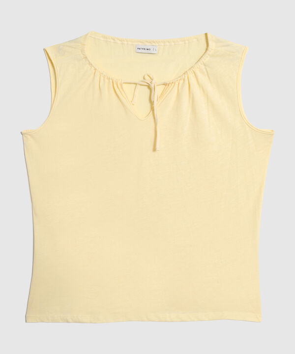 Camiseta Sin Mangas para Mujer con Escote V Casual image number null