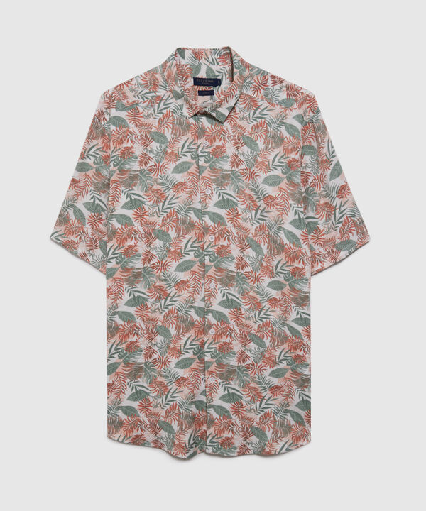 Camisa Manga Corta Estampada En Viscosa