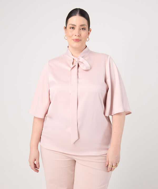 Blusa Con Lazada Al Cuello Para Mujer Curvy