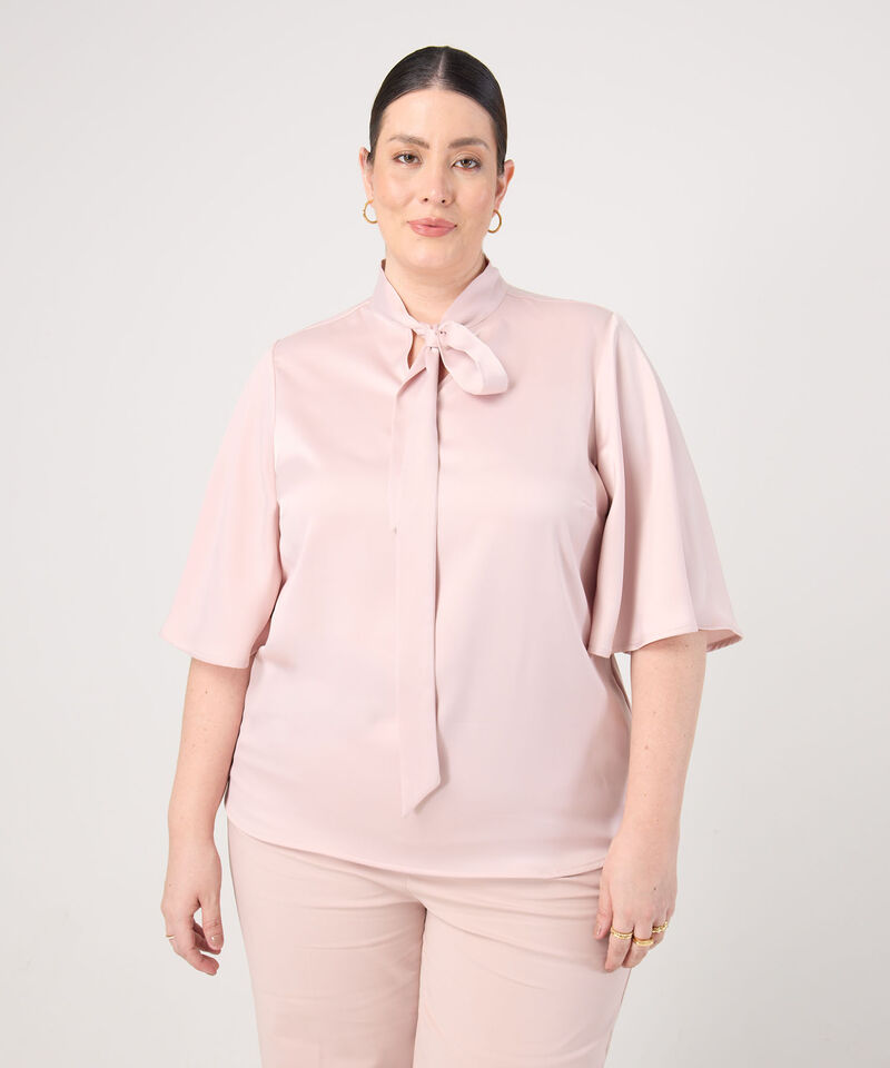 Blusa Con Lazada Al Cuello Para Mujer Curvy