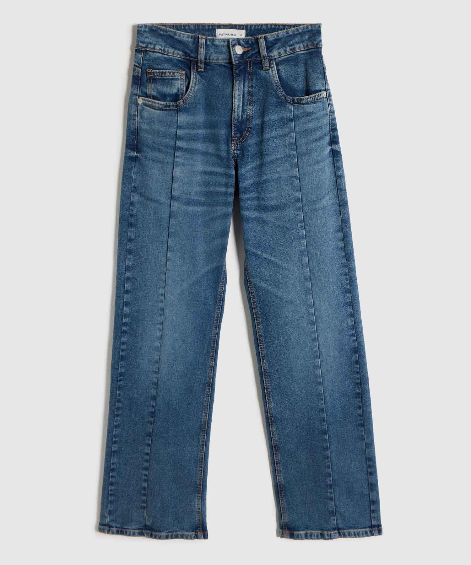 Jean Recto con Costuras Frontales para Mujer